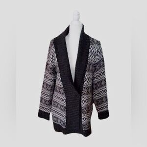 Falls Creek Women's Fair Isle Open Front Thick Heavy Cardigan Sweater Size Small